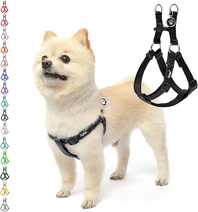PUPTECK No Pull Dog Harness Soft Adjustable Basic Step in Puppy Vest Outdoor Walking with ID Tag X-Small