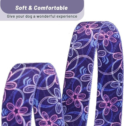 QQPETS Adjustable Soft Dog Collar: Print Flower Pink Multicolor Cute Patterns for XS Small Medium Large Pet Girl Boy Puppy Walking Running Training