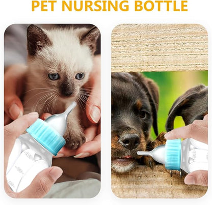 Happyyami 2pcs Kitten Nursing Bottles Silicone Pet Feeder for Kittens and Puppies Safe and Pet Feeding Easy to Use and Clean