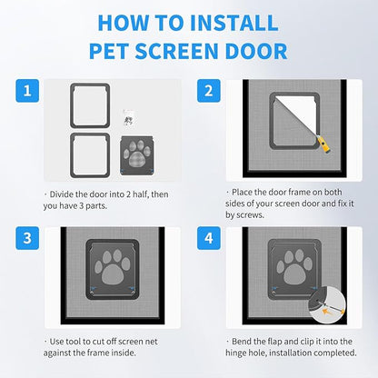 PETLESO Dog Door for Screen Doors, Large Dog Opening for Sliding Doors, Inner Flap 12"×14" Lockable Magnetic with Automatic Close, Sturdy ABS Pet Doorway for Small to Large Dogs (Black)