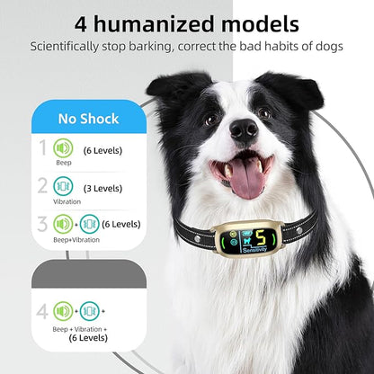 FAFAFROG Dog Bark Collar for Large Medium Small Dogs, Rechargeable Smart Bark Collar, Anti Barking Training Collar with 5 Adjustable Sensitivity Beep Vibration (Gold)