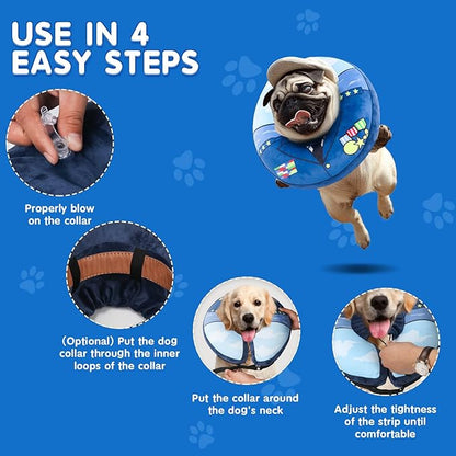 Soft Dog Cone Alternative - Adjustable Recovery Collar for Post-Surgery, Neck Donut E-Collar for Small Medium Large Dogs, Comfy Elizabethan Substitute，XL 18"-22.5"