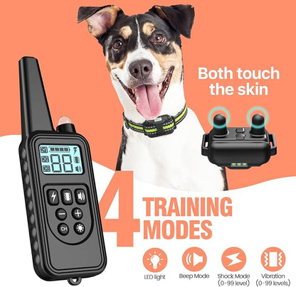 FunniPets Dog Training Collar 3 Pack - 2600Ft Dog Shock Collar with Remote Control Waterproof E Collar for Dogs Training with Beep Vibration Shock Flashlight (3 Pack, 2 Green+Black)
