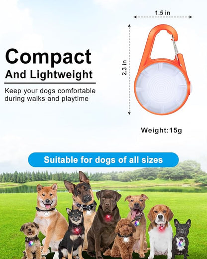 2 Pack Dog Collar Light, 4 Modes Clip On Dog Lights for Night Walking, Glow in The Dark LED Pet Collar Charm, Rechargeable Pet Camping Essentials for Nighttime Running, Cycling, Hiking(Orange)