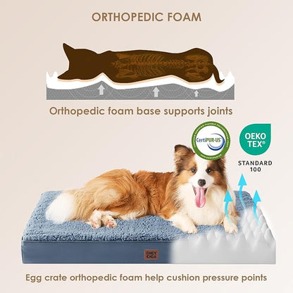 EHEYCIGA Washable Dog Beds for Extra Large Dogs, XL Dog Bed with Removable Cover for Crate, Orthopedic Foam Pet Bed Dog Mat Mattress Cushions for Extra Large Dogs, Spa Blue(41 X 27)
