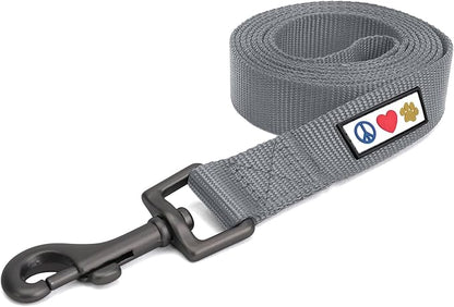Pawtitas Solid 6 ft Grey Dog Leash XS/S Custom Name and Phone Embroidery Strong Nylon Leash for Small Breeds