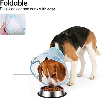 Touchdog Soft Dog Cone Collar,Waterproof & Foldable Elizabethan Collar for Dogs After Surgery, No Lick Recovery E-Collar, Comfortable Protective Cone Alternative for Small Medium Large Dogs (Blue, S)