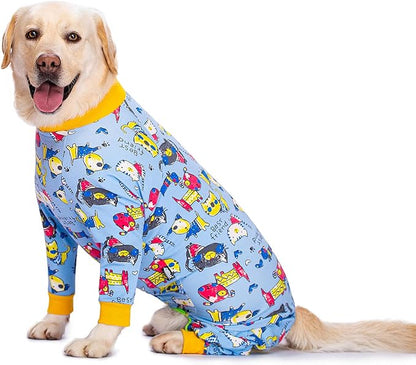 Blue Cartoon Dog Recovery Suit for Dogs After Surgery Anti Shedding Suit,Large Dog Bodysuit After Surgery Wear,for Female Male Abdominal Wounds Spay or Skin Diseases