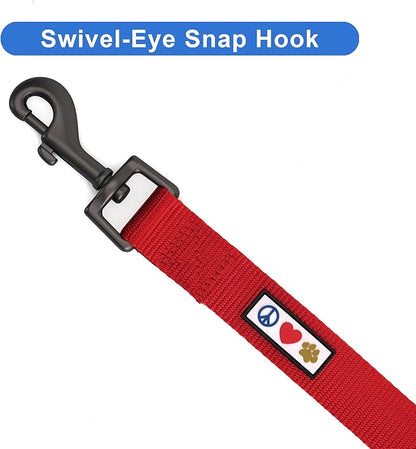 Pawtitas Personalized 6 ft Red Dog Leash XXS/Cat Custom Name and Phone Embroidery Strong Nylon Leash for Small Breeds