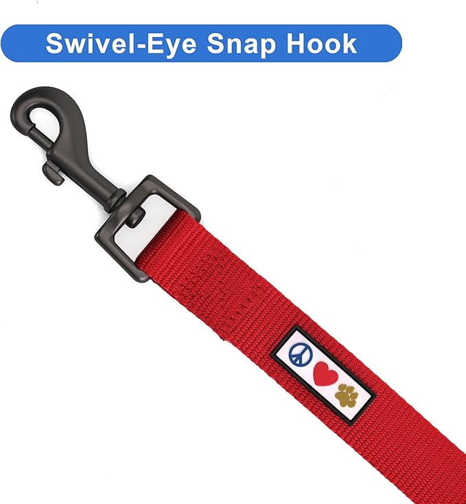 Pawtitas Personalized 6 ft Red Dog Leash XS/S Custom Name and Phone Embroidery Strong Nylon Leash for Small Breeds