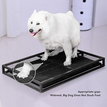 Dog Potty Tray, Pet Indoor Dog Training Toilet, Pet Litter Box Dogs Training Toilet, Puppy Pee Pad Holder Mesh Pad Tray, Potty Trainer Holder for Small Dogs (L, 24.4x16.9x3.1in)