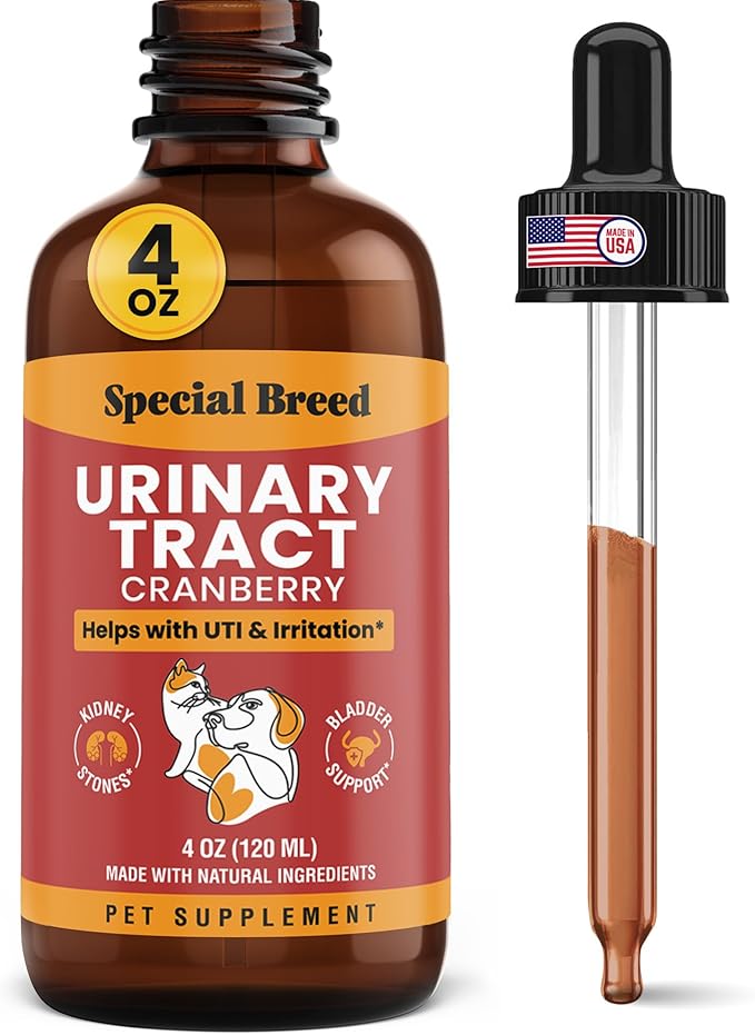 Cat & Dog Urinary Tract Infection Treatment – Natural UTI Relief with Cranberry Drops – Kidney & Bladder Support – Helps Incontinence, Frequent Urination, Bladder Stones – Pet Renal Care Drops