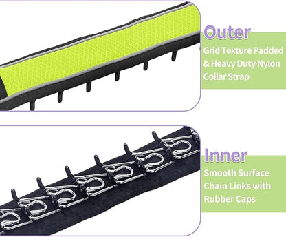 Martingale No Pull Dog Collar for Large Medium Dogs Training Walking, Heavy Duty Nylon Reflective Adjustable Anti Pull Slip Collar with Buckle L Green