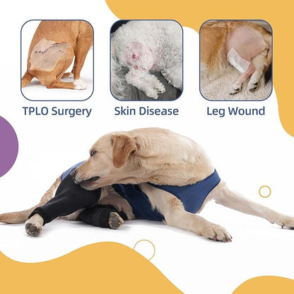 Dog Recovery Sleeve, Dog Recovery Suit, Abrasion Resistant Sleeve Front Leg, Washable 3mm Thick and Breathable, Pet Wounds Prevent Licking, Bite, Being Wet (XLarge, Rear Both Leg)