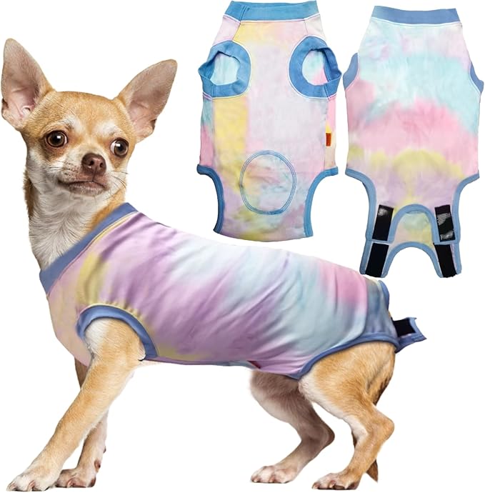 Dog Surgery Recovery Suit, Surgical Recovery Suit for Dog Male Neuter, Female Spay Shirt, Cone Alternative Pet Surgical Onesie Post Surgery Bodysuit, Tie-dye Light Blue, X-Small