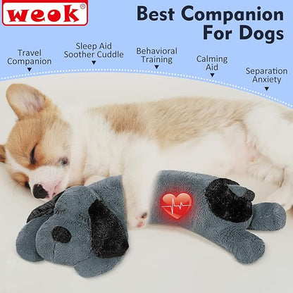 WEOK Puppy Heartbeat Toy for Separation Anxiety Relief, Heartbeat Stuffed Animal Anxiety Calming Behavioral Aid Plush Toy for Dogs Cats Pets