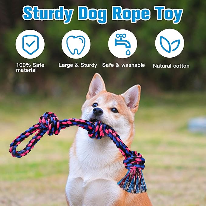 UPSKY Dog Rope Toys 2 Nearly Indestructible Dog Toys, Dog Toy for Medium to Large Breed, Dental Cleaning Chew Toys, Dog Tug Toy for Boredom, Dog Teething Toys, Dog Rope Toy for Aggressive Chewers