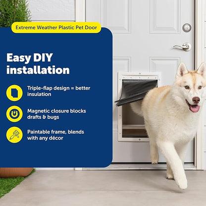 PetSafe Extreme Weather Pet Door - Insulated Weather-Resistant Dog & Cat Door with Durable Plastic Frame - Maximum Energy-Saving Efficiency - Large - for Dogs & Cats up to 100 lbs