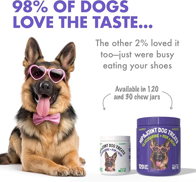 LEGITPET Hemp Hip & Joint Supplement for Dogs Soft Chews Made in USA Functional Glucosamine for Dogs Chondroitin MSM Turmeric Hemp Seed Oil Natural Pain Relief Mobility Advanced Joint 30 Treats