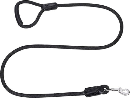 Mile High Life | Premium Leather Dog Leash | Strong Rope Leash | Leather Handle | Zinc Alloy Strong Clasp | Small Medium Large Dogs | 4/5/6 Feet(Black, 48 Inch (Pack of 1))