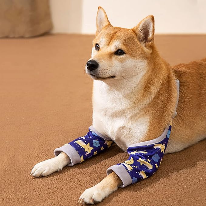 HDKUW Dog Front Leg Braces Recovery Sleeve, Pet Knee Brace Wounds Protector for Medium Large Dog Blue Star 3XL