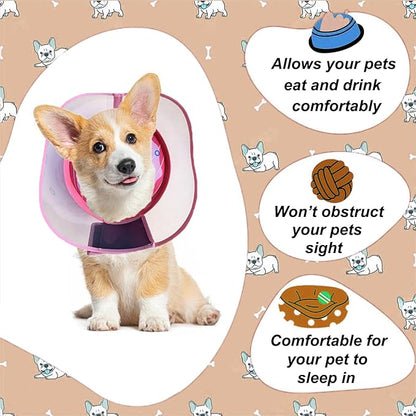 Inflatable Dog Cone Collar for Large Medium Small Dogs to Stop Licking, Soft Dog Cone Alternative Donut Collar After Surgery (Pink, L)