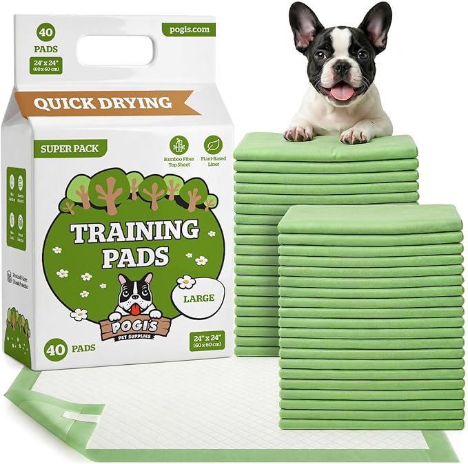 Pogi’s Dog Pads with Sticky Tabs – Large, Super Absorbent, Odor Blocking, 20-Count (24x24in)