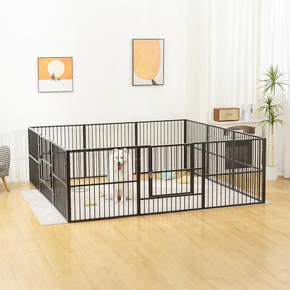 Dog Playpen - 32" Height Dog Pen, Heavy Duty Puppy Pen with Door, Safe & Sturdy, Easy Assemble for Indoor/Outdoor Pet Playpen (8 Panels with Door)