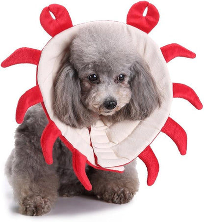 Pet Recovery Collar,Dog Protective E-Collar Soft Dog Cone Breathable Secure Lovely Collar for Puppy Small Medium Dogs (S-Neck: 30-33cm, Crab)