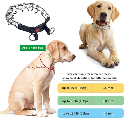 Dog ProngTraining Collar Choke Pinch Collar for Dogs with Comfort No Pull Dog Collar Rubber Tips and Quick Release Snap for Small Medium Large Dogs