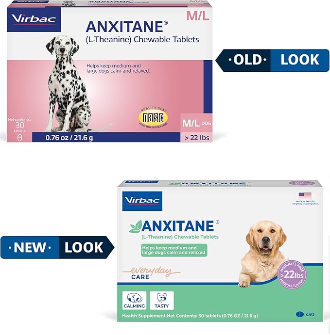 Virbac ANXITANE® (L-Theanine) Chewable Tablet - Promotes relaxation for anxious behavior - Medium/Large Dog >22lbs