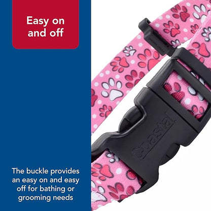 Coastal Pet SecureAway Collar Protector for Flea Collars - Adjustable pet Accessory - Protective Flea Collar for Dogs & Puppy - Multi Paws, 5/8" x 8-12"