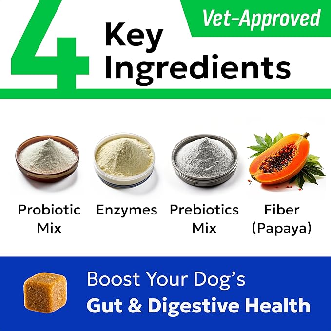 BARK&SPARK Dog Probiotics for Digestive Health & Enzymes - Diarrhea, Gas, Upset Stomach Relief & Season Allergy - Chews for Digestion - Pet Probiotics for Dogs (60Ct, Chicken)