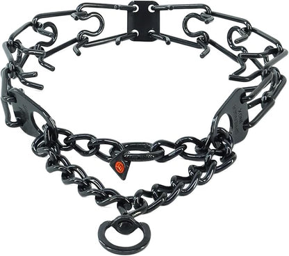 Herm Sprenger - Stainless Steel Ultra-Plus Prong Dog Training Collar - Black - 4 mm x 20" Neck Size; 25" Chain Length