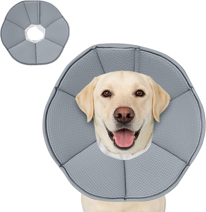 MAXFUT Dog Cone Collar,Soft Cone for Dogs to Stop Licking After Surgery,Non Inflatable Dog Donut Cone (Grey, XL)