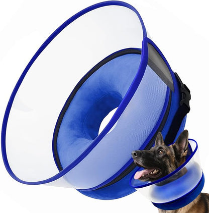 Inflatable Dog Cone Collar with Detachable Sturdy Shield,Soft&Lightweight-Ideal for Post-Surgery Recovery and Daily Wear,Suitable for Small Medium Large Dog Breeds(Blue,XL)