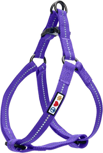 Pawtitas Recycled Reflective Step-in Dog Harness – Adjustable No-Pull Vest for Puppies to Seniors, Safe & Comfortable S Purple