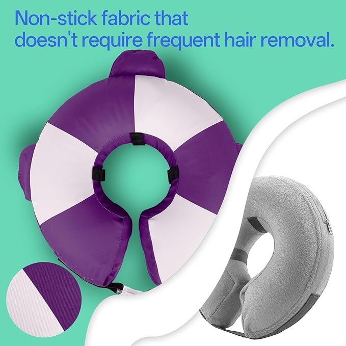 MIGOHI Soft Inflatable Dog Cone Collar,Adjustable Recovery Donut Collar for Dogs After Spay Surgery - Comfortable E-Collar for Small Dogs Puppies to Stop Licking Wounds (XS,Purple)