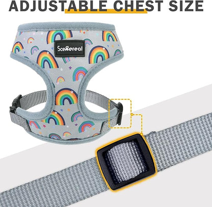 SCENEREAL Small Dog Harness Collar and Leash Set, Adjustable No Pull Pet Harnesses, No Chock Soft Mesh Vest for Doggie Puppy Medium Dogs Cats Girl or Boy,Chihuahua, Yorkie, Outdoor Walking