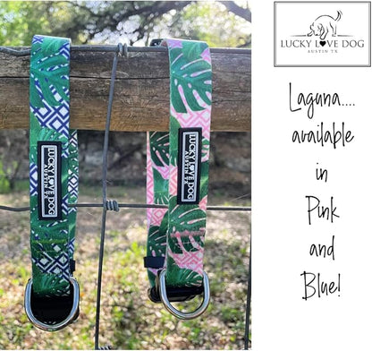 Lucky Love Dog Collar, Beautiful & Vivid Pattern Large Boy Dog Collars, Easy On & Off Clasp Accessory (Blue Laguna, L)