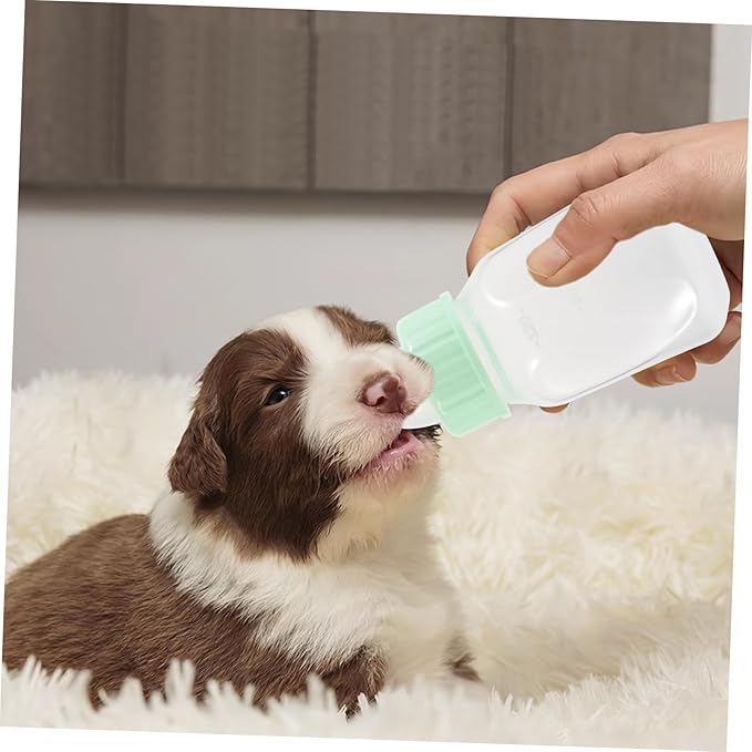 Pet Nursing Feeder Bottle Set for Newborn Puppies Kittens Hamsters Leak- Ergonomic Anti-wear Small Animal Feeding Kit with Soft Nipple for Safe Milk Feeding and Easy Cleaning