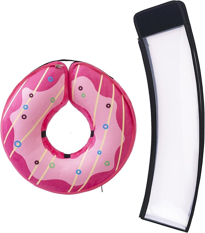 Transparent Shield Accessory for Inflatable Dog Cone Collar,Clear Shield Replacement with Zipper, Paired with MARIYAGO Inflatable Dog Donut Collar for Use (Blak Transparent, Medium)