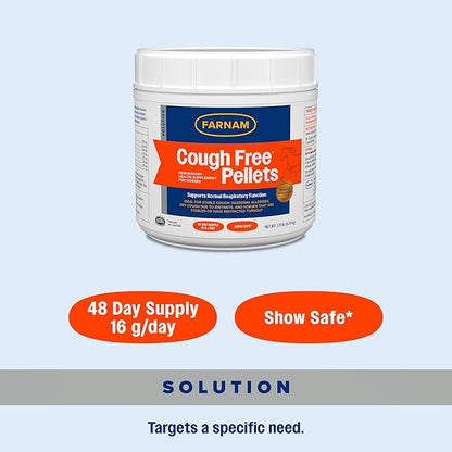 Farnam Cough Free Horse Supplement Pellets, Respiratory Support for Seasonal Allergies, Stable Cough, Lung Support Supplement, Show Safe, Herbal Formula, 2.5 lbs, 70-Day Supply
