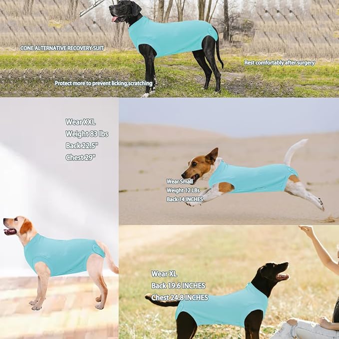 Recovery Suit for Dogs,Dog Cone Alternative Zipper Surgery Suit Female Spay,Soft Dog Surgery Suit for Anti Licking,Breathable Surgical Suit for Dogs Female Spay