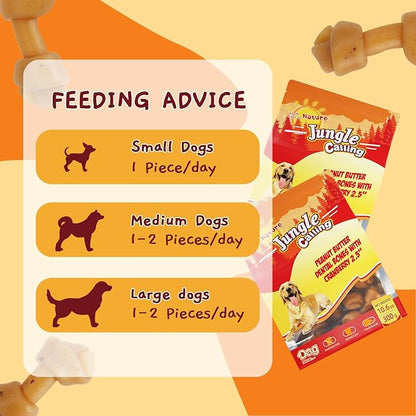 Jungle Calling Peanut Butter Dog Treats, Dental Puppy Chews, Rawhide-Free Bones for Small Dogs, 2.5'', About 15 Count