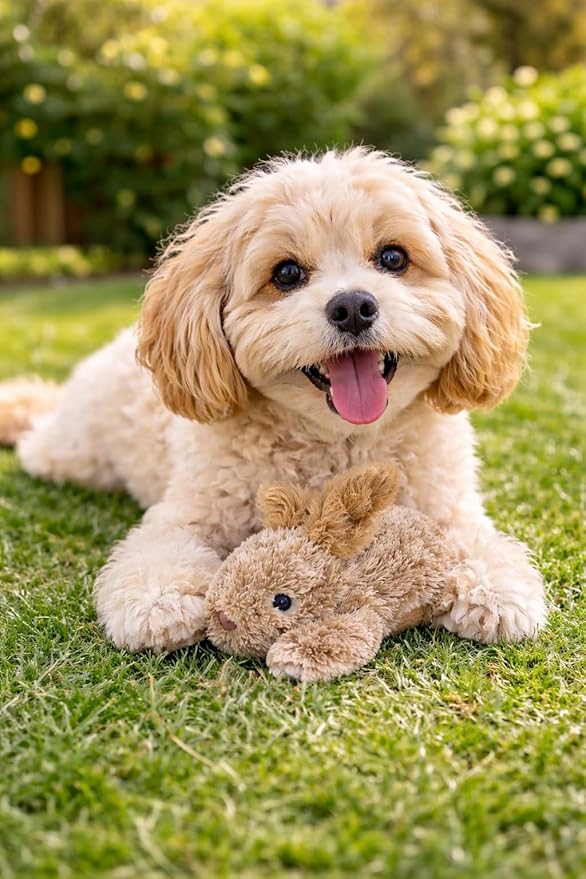 Multipet Rabbit Dog Toy w/Squeaker | Thumperz Dog Toy | Stuffed Bunny Toy for Dogs | Plush Squeaker Bunnies Dogs Toy | Small/Medium Breed (Tan/Brown, 6")