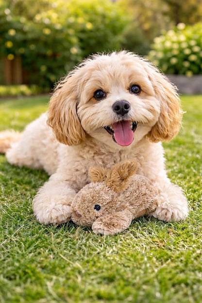Multipet Rabbit Dog Toy w/Squeaker | Thumperz Dog Toy | Stuffed Bunny Toy for Dogs | Plush Squeaker Bunnies Dogs Toy | Small/Medium Breed (Tan/Brown, 6")