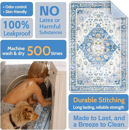 Washable Pee Pads for Dogs 2 Pack Reusable Puppy Training Pads 48"x48" Super Absorbent Waterproof Dog Training Pads, Non-Slip Potty Pads Whelping Pads Litter Mat Pet Supplies - Orange/Mix