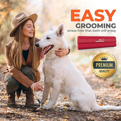 EasyGroomer Deshedding Brush for Dogs & Cats – Undercoat Grooming Tool for Short & Long Hair, Removes Loose Fur & Dirt, Reduces Shedding for Small & Large Pets, Red