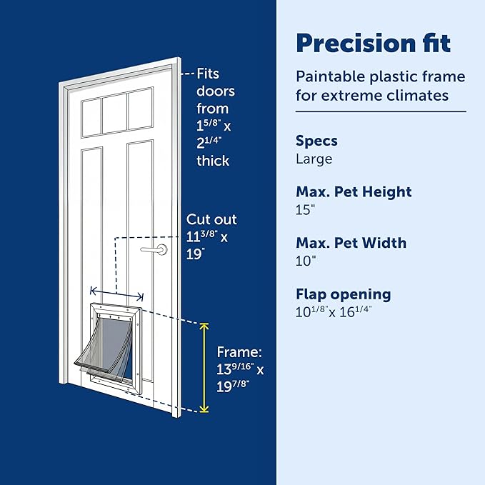 PetSafe Extreme Weather Pet Door - Insulated Weather-Resistant Dog & Cat Door with Durable Plastic Frame - Maximum Energy-Saving Efficiency - Large - for Dogs & Cats up to 100 lbs